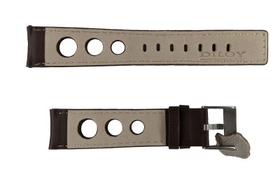 Rally racing leather watch strap, 20mm, Brown, CP00P355.20.02