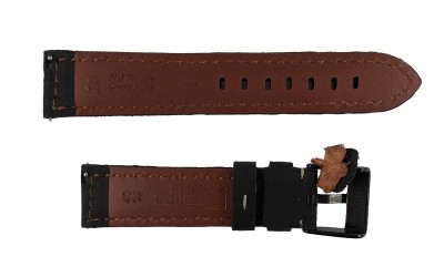 Vintage padded leather watch strap, 22mm, Black, CP000397.22.01