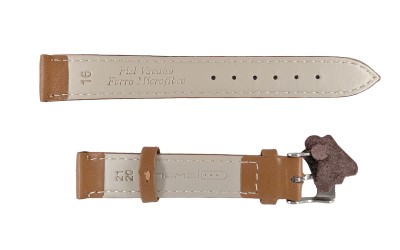 Smooth matte leather watch strap with stitching, 12mm, Brown, CP000704.12.03