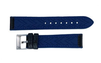 Hybrid silicone watch strap with carbon-like texture, 22mm, Black, Blue, CP000400.22.52