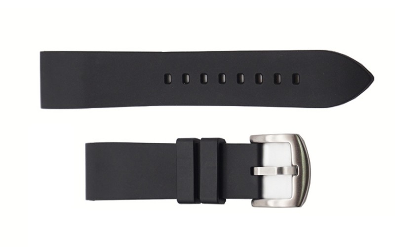 Sporty FKM rubber watch strap, 22mm, Black, JP-RWB0002-22P-1A