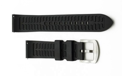 Sporty FKM rubber watch strap, 22mm, Black, JP-RWB0002-22P-1A