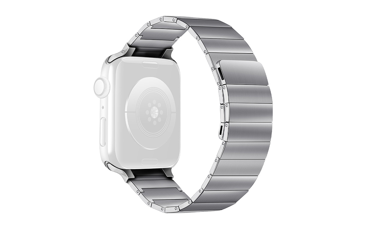Solid stainless steel band with magnetic closure for Apple Watch 42/44/45/49 mm, Silver, RSG-37-00A-4