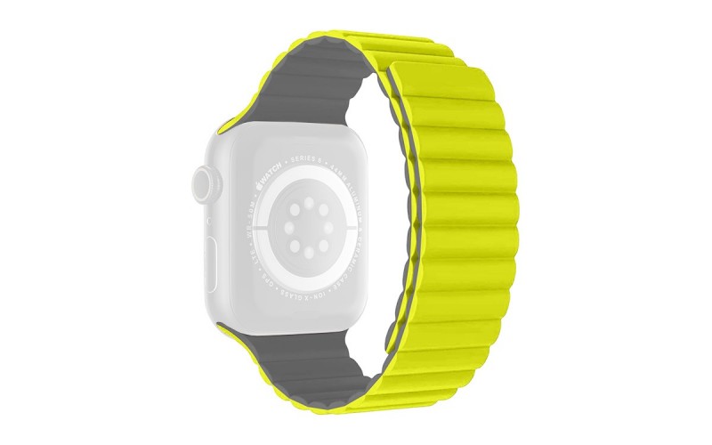 Two-tone silicone strap with magnetic closure for Apple Watch 42/44/45/49 mm, Green and Grey, RSJ-37-00A-4