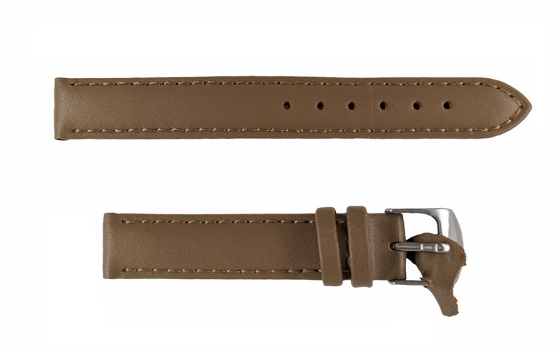Smooth padded matte leather strap with stitching, 14mm, Beige, CP000302.14.17