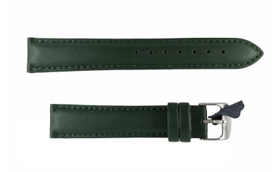 Smooth padded matte leather strap with stitching, 18mm, Green, CP000302.18.27