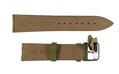 Croc embossed padded leather watch strap, 20mm, Green, CP000379.20.11