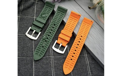 Sporty FKM rubber watch strap, 22mm, Orange, JP-RWB0002-22P-4A2