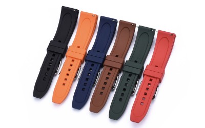 Premium grade FKM rubber watch strap, 22mm, Green (Olive), JP-RWB041-22P-3A