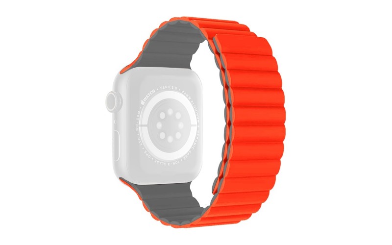 Two-tone silicone strap for Apple Watch 42/44/45/49 mm, Orange and Grey, RSJ-37-00A-5