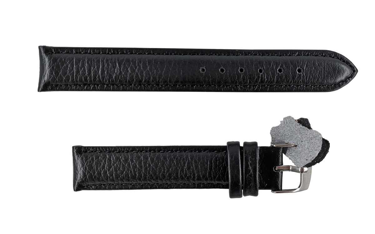 Buffalo embossed calf leather watch strap, 14mm, Black, CP000131.14.01