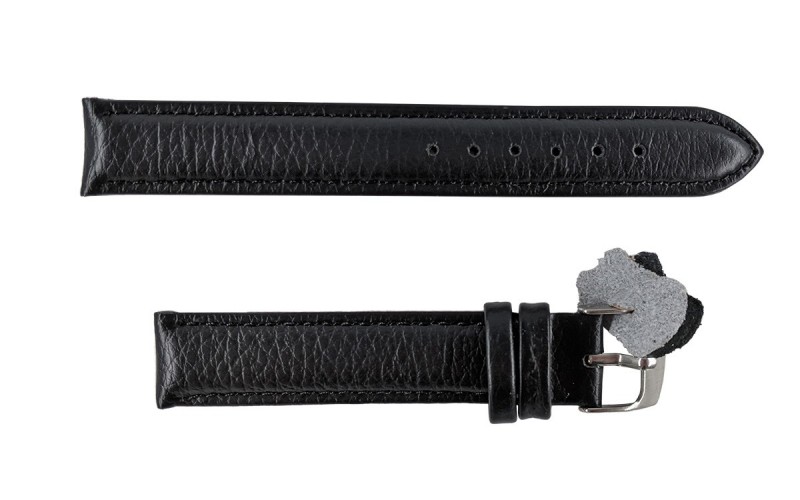 Buffalo embossed calf leather watch strap, 16mm, Black, CP000131.16.01