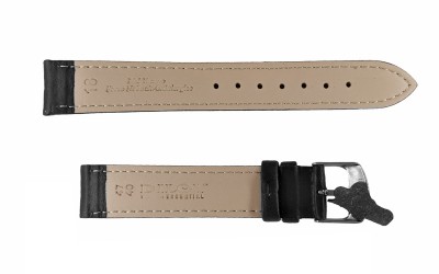Smooth padded matte leather strap with stitching, 20mm, Black, CP000302.20.01