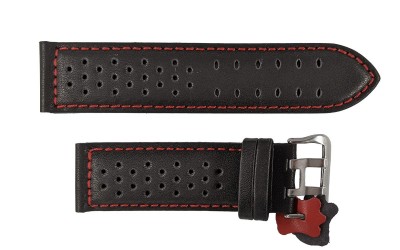 Rally racing sports leather strap, 20mm, Black, CP000380.20.53