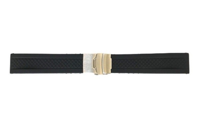 Silicone watch strap with clasp, 22mm, Black, CS0SBR35.22.01