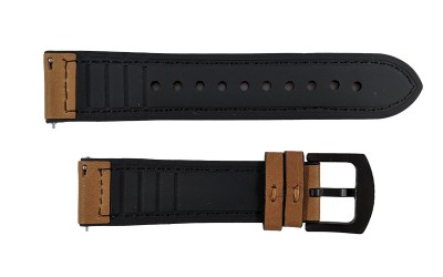 Hybrid genuine leather watch strap with stitching, 22mm, Brown, JP-ALB062-22PL-5A
