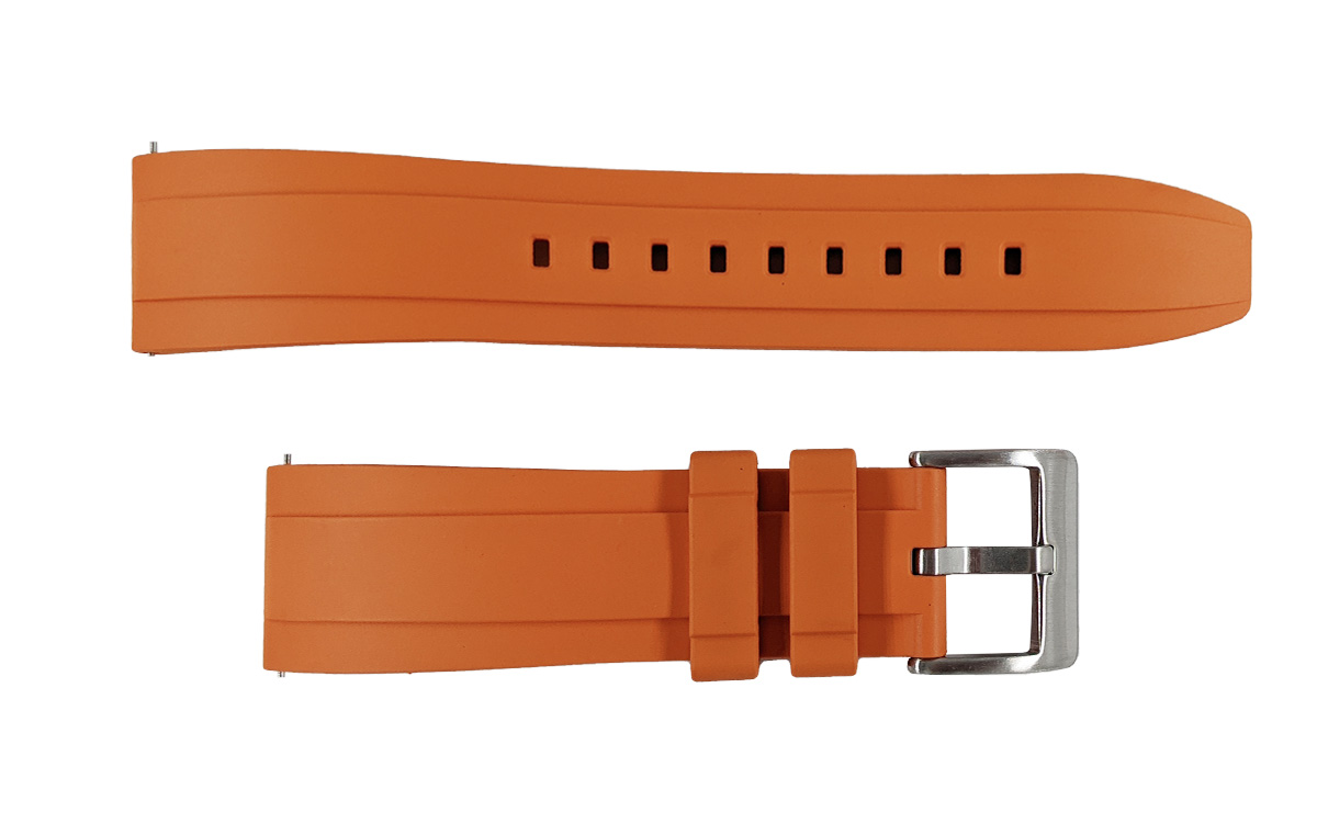 Premium grade FKM rubber watch strap, 22mm, Orange, JP-RWB041-22P-4A2