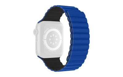 Curea din silicon bicolor cu închidere magnetică pentru Apple Watch 42/44/45/49 mm, Albastru și Negru