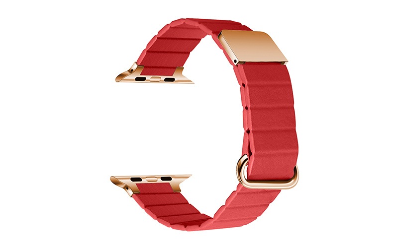 Microfiber leather strap with magnetic closure for Apple Watch 42/44/45/49 mm, Red, RSP-39-00A-7
