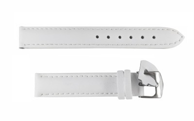 Smooth padded matte leather strap with stitching, 14mm, White, CP000302.14.22