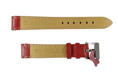 Smooth leather watch strap with stitching, 16mm, Red, CP000373.16.06