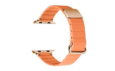 Microfiber leather strap with magnetic closure for Apple Watch 38/40/41 mm, Orange