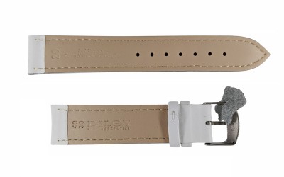 Smooth padded matte leather strap with stitching, 20mm, White, CP000302.20.22