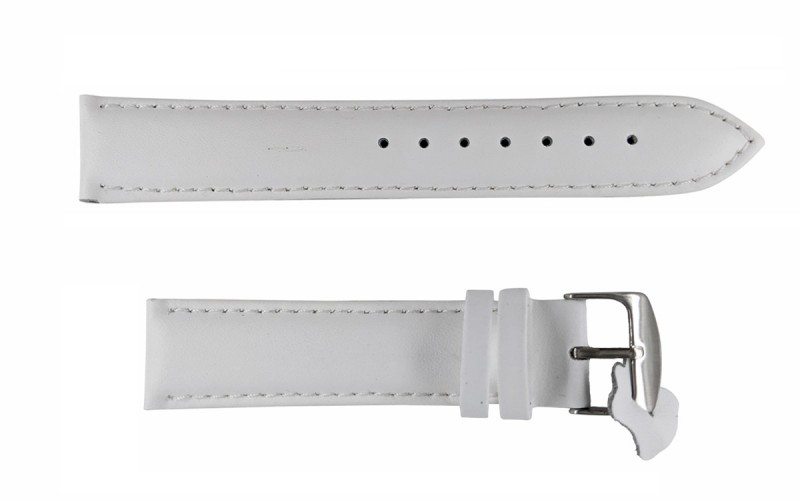 Smooth padded matte leather strap with stitching, 20mm, White, CP000302.20.22