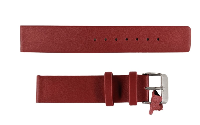 Unstitched smooth leather watch strap, 18mm, Burgundy, CP000327.18.04