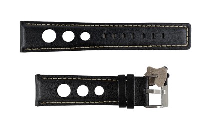 Rally racing leather watch strap, 24mm, Black, CP00P355.24.01