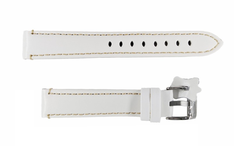 Smooth leather watch strap with stitching, 16mm, White, CP000373.16.22