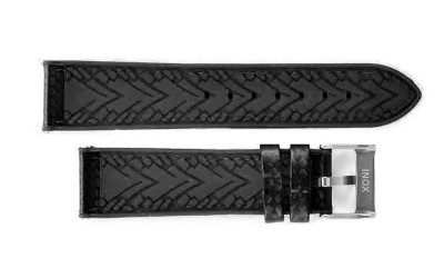 Hybrid silicone watch strap with carbon-like texture, 24mm, Black, CP000400.24.01