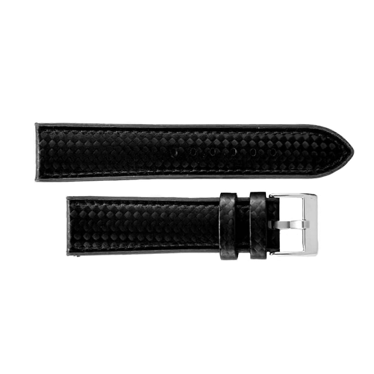 24mm schwarzes Hybrid-Silikonuhrenarmband mit carbonähnlicher Textur, CP000400.24.01