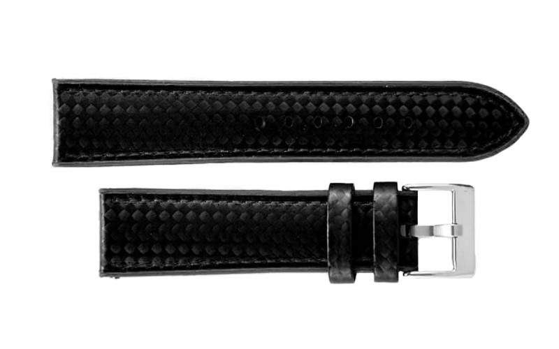 Hybrid silicone watch strap with carbon-like texture, 20mm, Black, CP000400.20.01