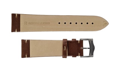 Vintage distressed leather watch strap, 22mm, Brown, JP-GLB060-22L-5A