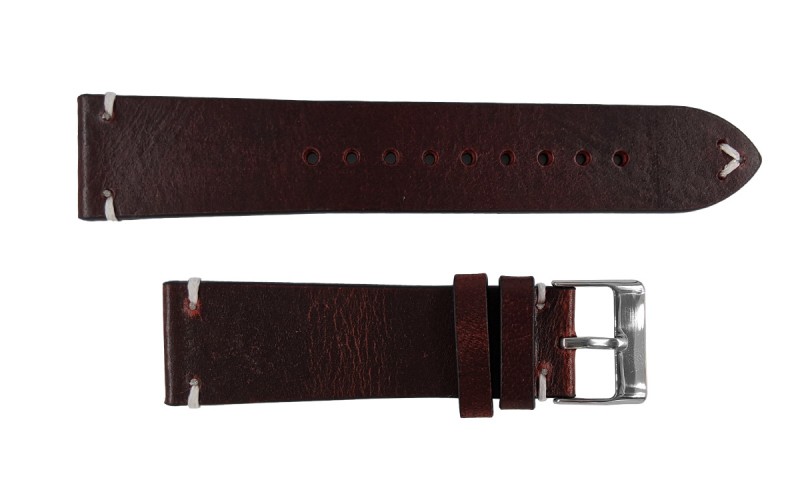 Top grain Italian leather watch strap, 22mm, Burgundy, JP-GLB065-22L-4A