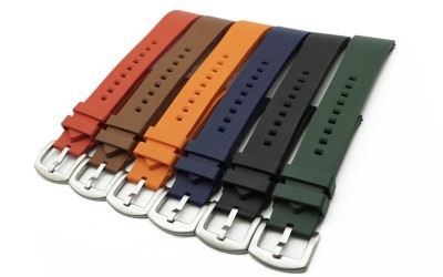 Sporty FKM rubber watch strap, 22mm, Green, JP-RWB0002-22P-3A