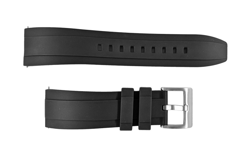Premium grade FKM rubber watch strap, 24mm, Black, JP-RWB041-24P-1A