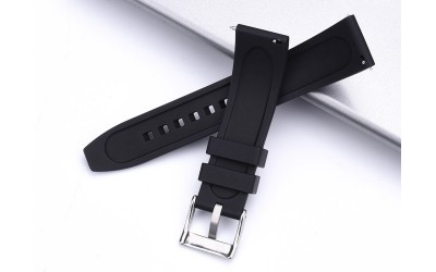 Premium grade FKM rubber watch strap, 20mm, Black, JP-RWB041-20P-1A