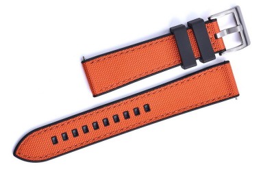 Sailcloth FKM Rubber Sports Watch Strap, 22 mm, Orange, JP-RWB064-22PC-4A2
