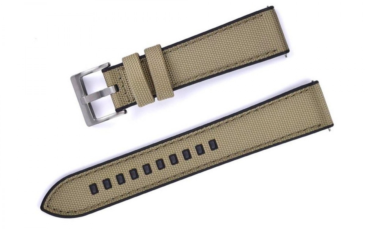 Hybrid sailcloth canvas and FKM rubber watch strap, 22 mm, Beige, JP-RWB078-22PC-5A2