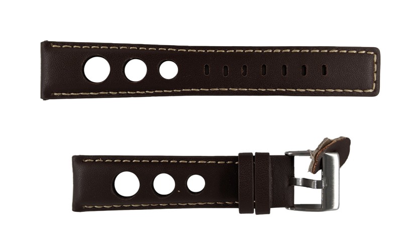 Rally racing leather watch strap, 24mm, Brown, CP00P355.24.02
