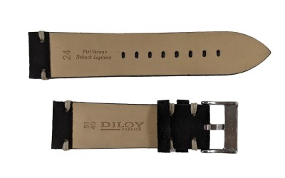 Vintage suede watch strap, 22mm, Black, CP000417.22.01