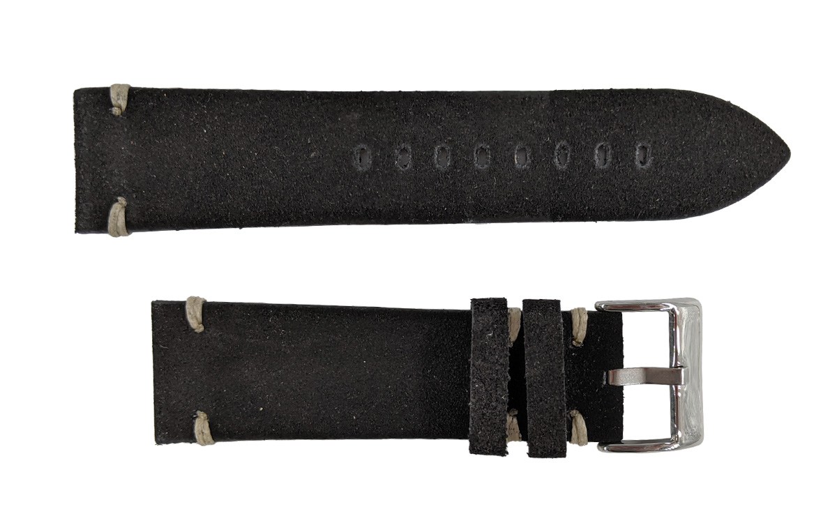 Vintage suede watch strap, 20mm, Black, CP000417.20.01