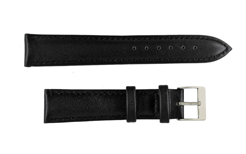 Smooth matte leather watch strap with stitching, 12mm, Black, CP000704.12.01