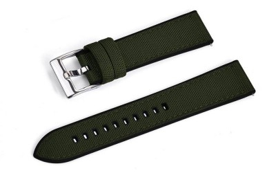 Hybrid sailcloth canvas and FKM rubber watch strap, 22 mm, Green, JP-RWB078-22PC-3A
