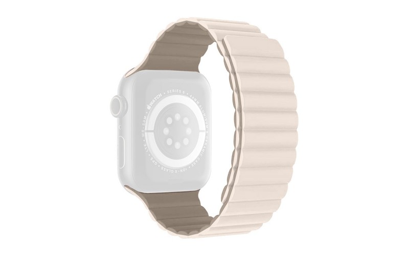Two-tone silicone strap with magnetic closure for Apple Watch 38/40/41 mm, White and Khaki, RSJ-37-00A-10