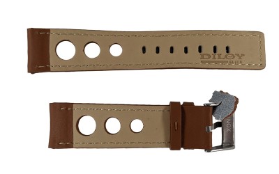 Rally racing leather watch strap, 24mm, Brown, CP00P355.24.03