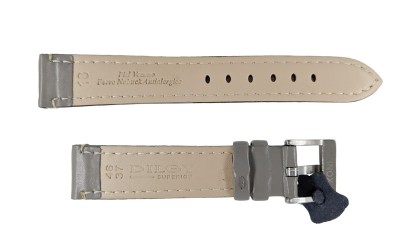 Smooth leather watch strap with stitching, 18mm, Grey, CP000373.18.07