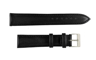 Smooth matte leather watch strap with stitching, 14mm, Black, CP000704.14.01